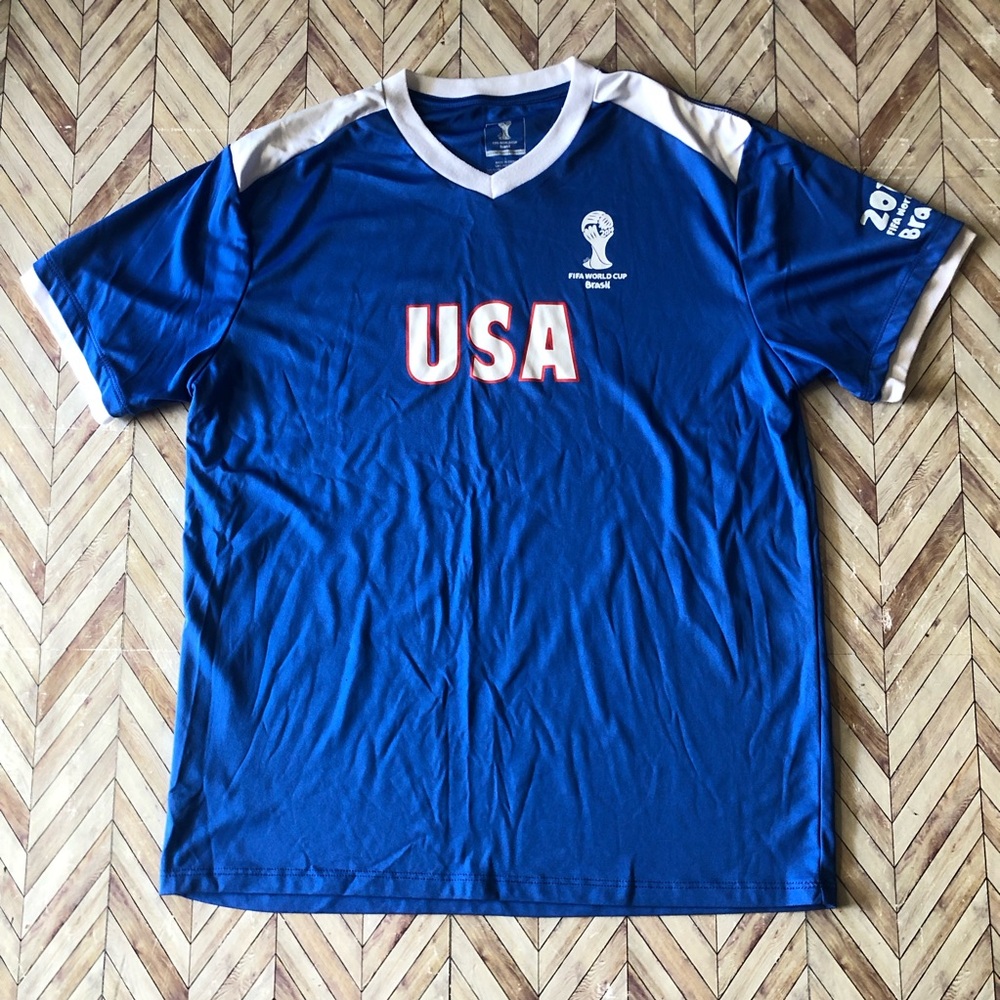 Vintage USA 2014 Rio Brasil Fifa World Cup Jersey Size Large. Blue.